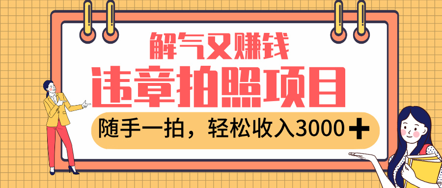 最新违章拍照赚钱，解气又赚钱的项目，随手一拍，轻松收入3000+-副业之家