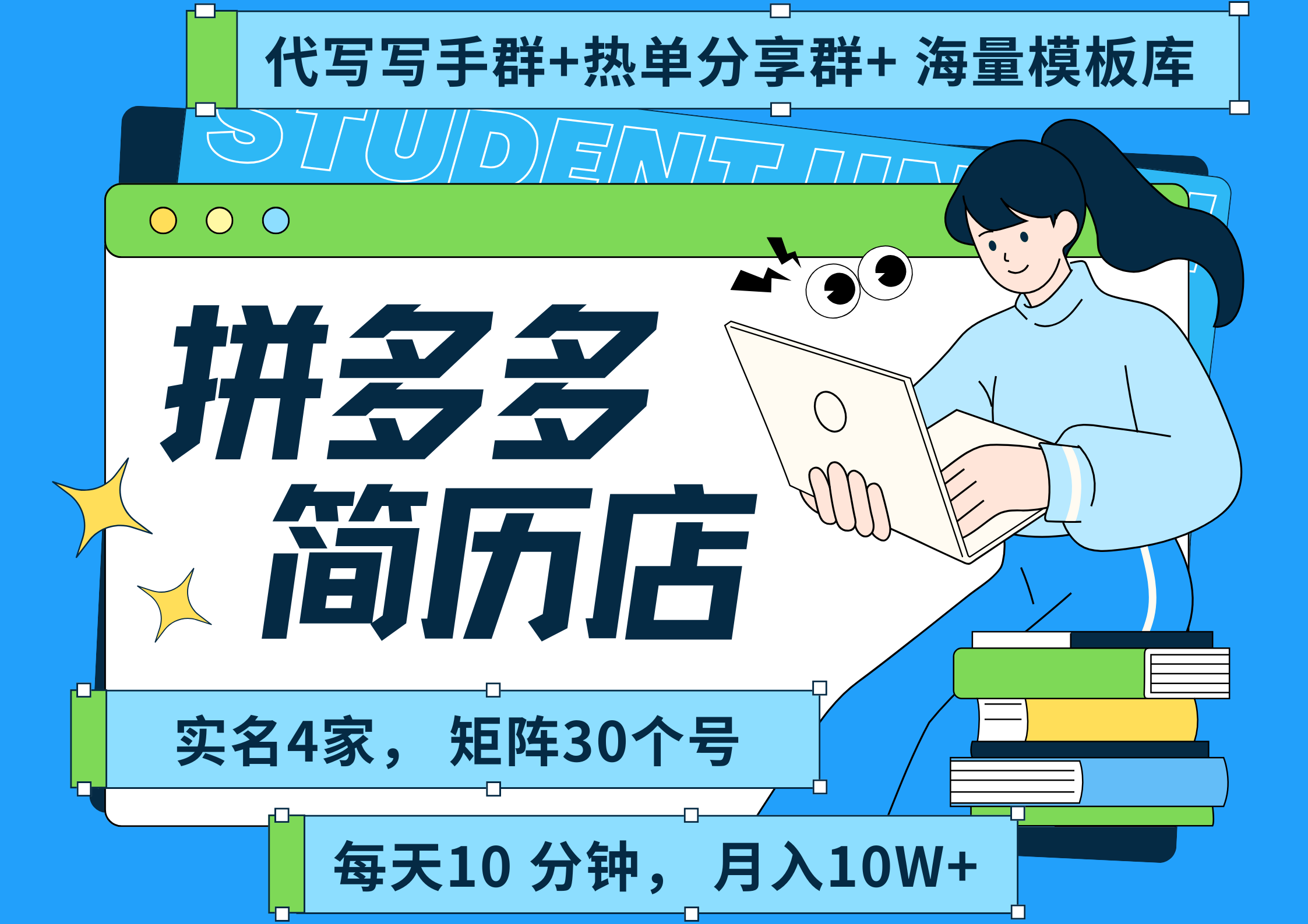 拼多多 虚拟资料 简历 海报代写 全SOP流程 毫无保留分享（含后端资料以及代写渠道）每天十分钟 每人实名四个店  矩阵30个账号  轻轻松松 月入10W-副业之家