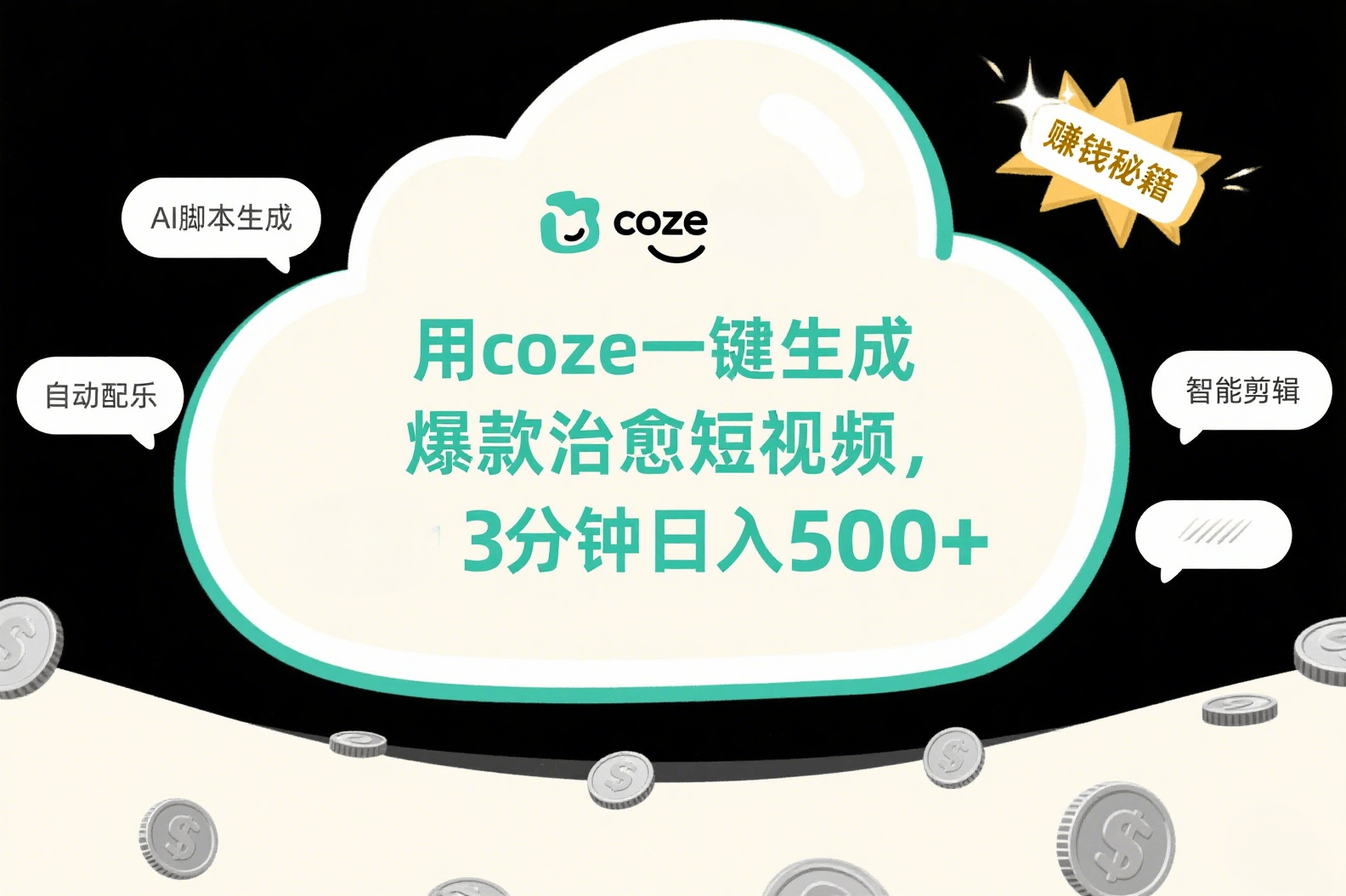 用coze一键生成爆款治愈短视频，3分钟日入500+-副业之家