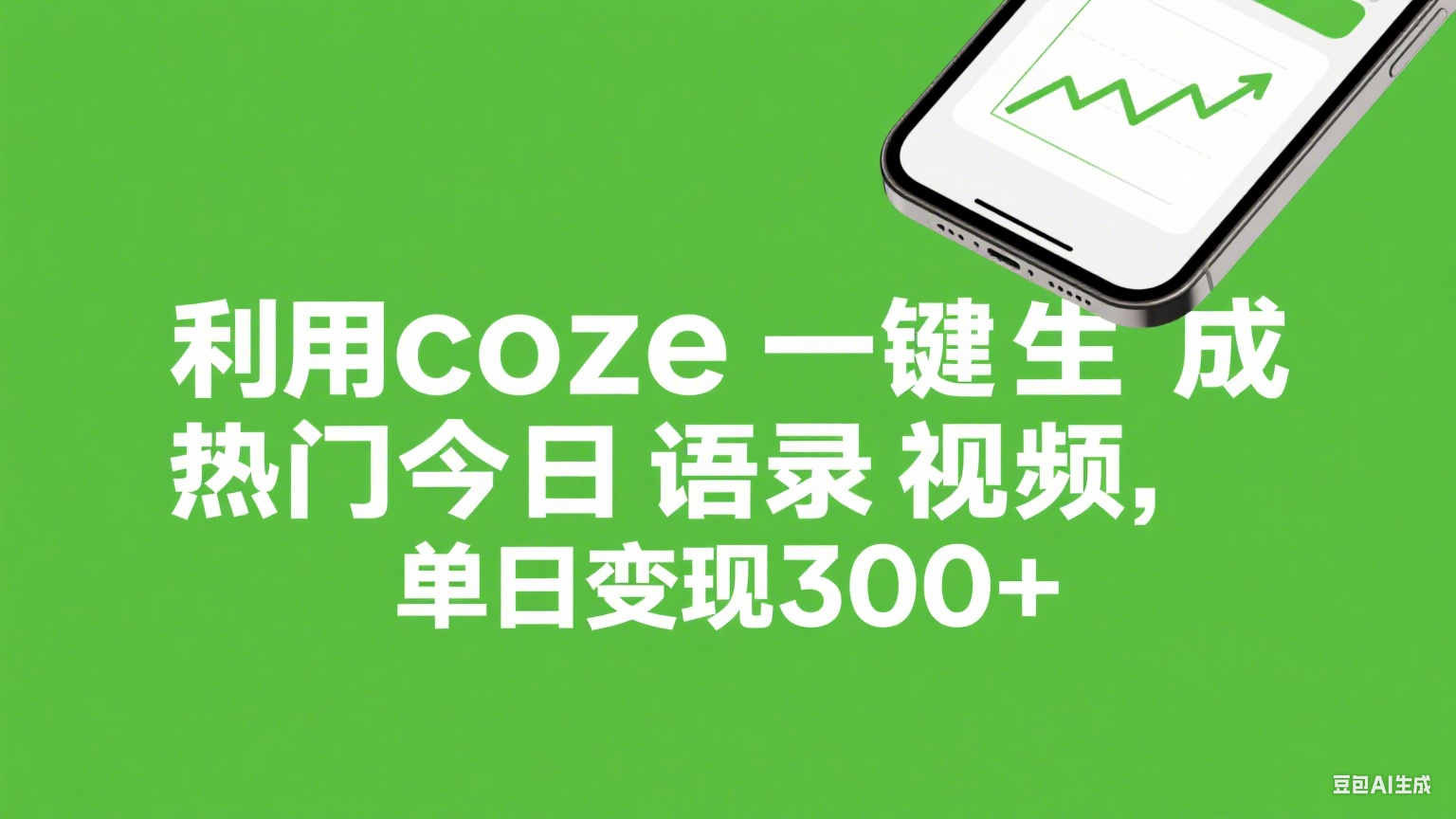 利用coze一键生成热门今日语录视频，单日变现300+-副业之家