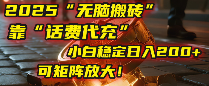 无脑搬砖项目：靠“话费代充”，小白稳定日入200+，可矩阵放大！-副业之家