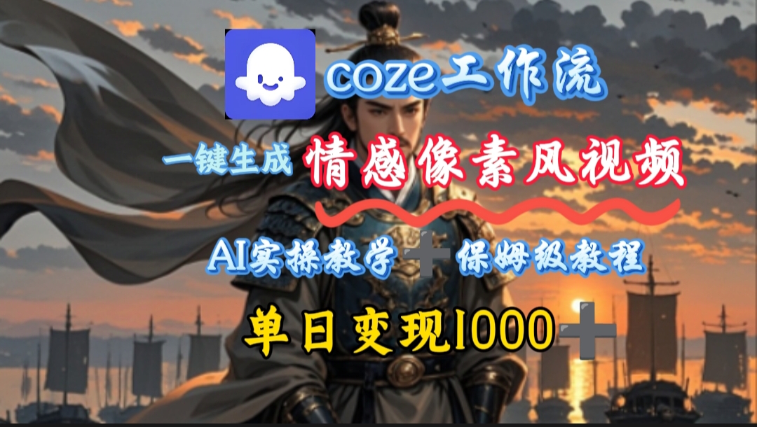用coze工作流一键生成情感像素风视频，几分钟一条，单日变现500+-副业之家