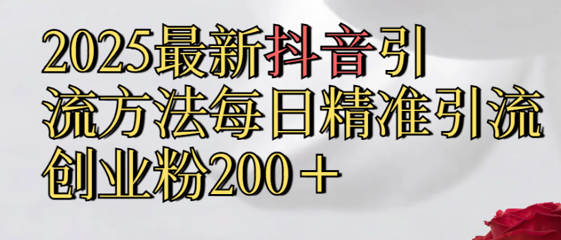 2025最新抖音引流,方法每日精准引流创业粉300＋-副业之家
