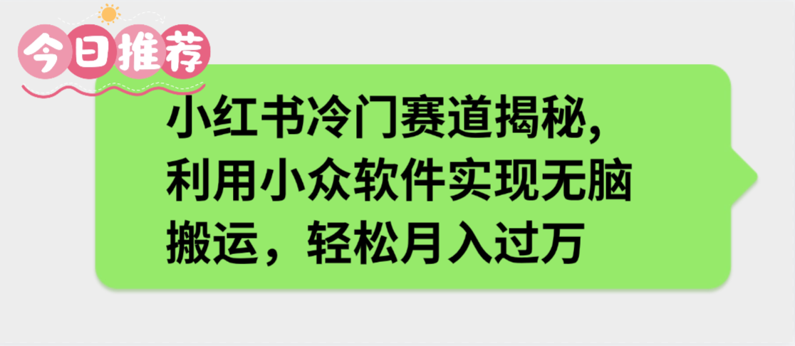 小红书冷门赛道揭秘,利用小众软件实现无脑搬运，轻松月入过万-副业之家