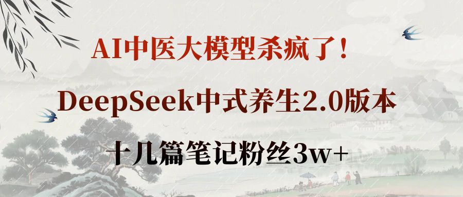 AI中医大模型杀疯了！DeepSeek中式养生2.0版本，十几篇笔记粉丝3w+-副业之家