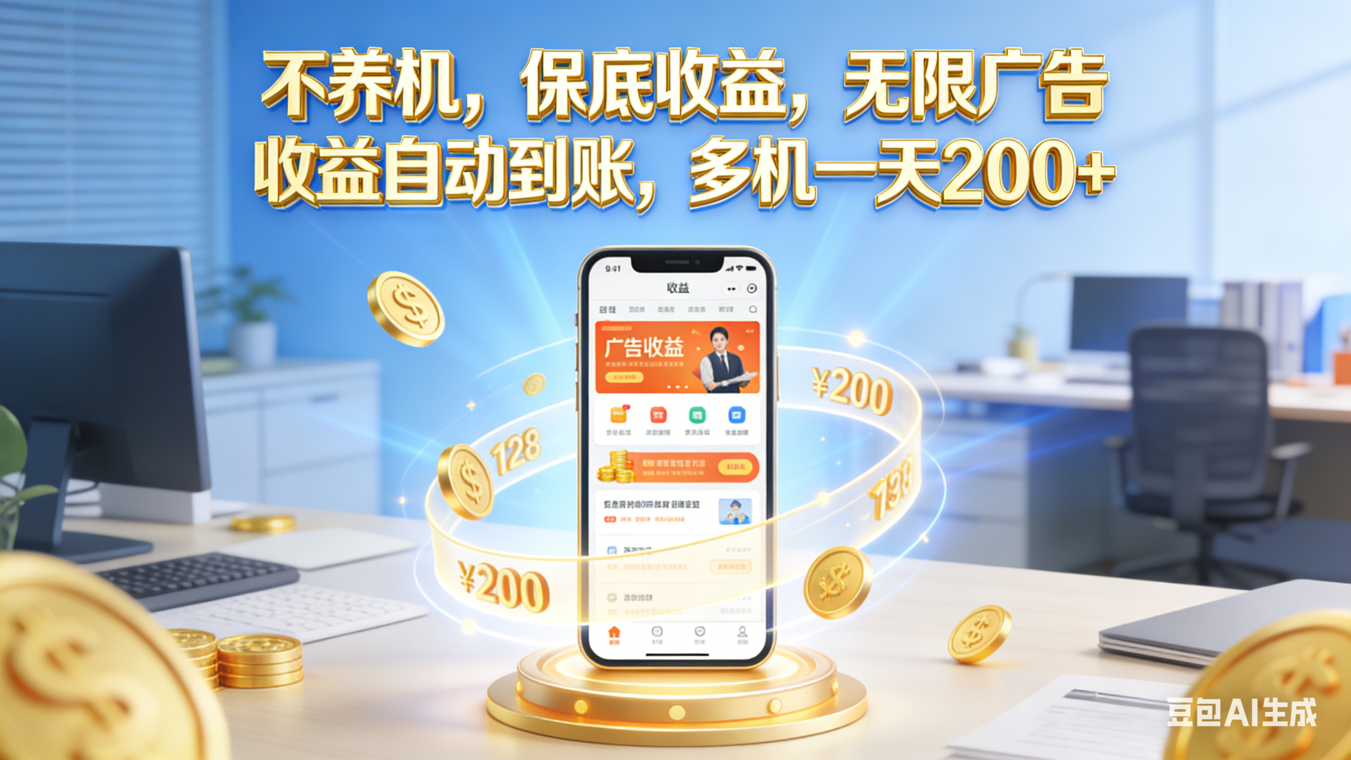 不养机，保底收益，无限广告，收益自动到账，多机一天200+-副业之家