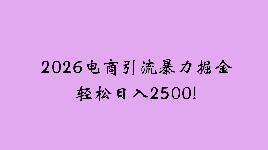2026电商引流新玩法，日引200，日可入2500+-副业之家