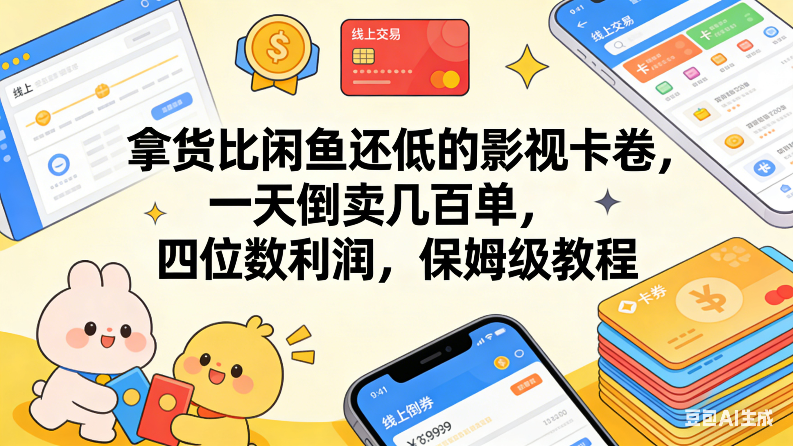 拿货比闲鱼还低的影视卡卷，一天倒卖几百单，四位数利润，保姆级教程-副业之家