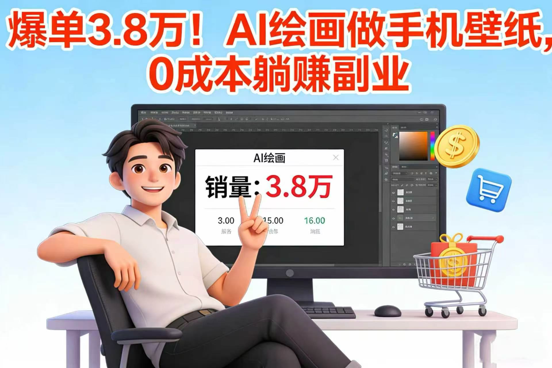 爆单 3.8 万！AI 绘画做手机壁纸，0 成本躺赚副业-副业之家