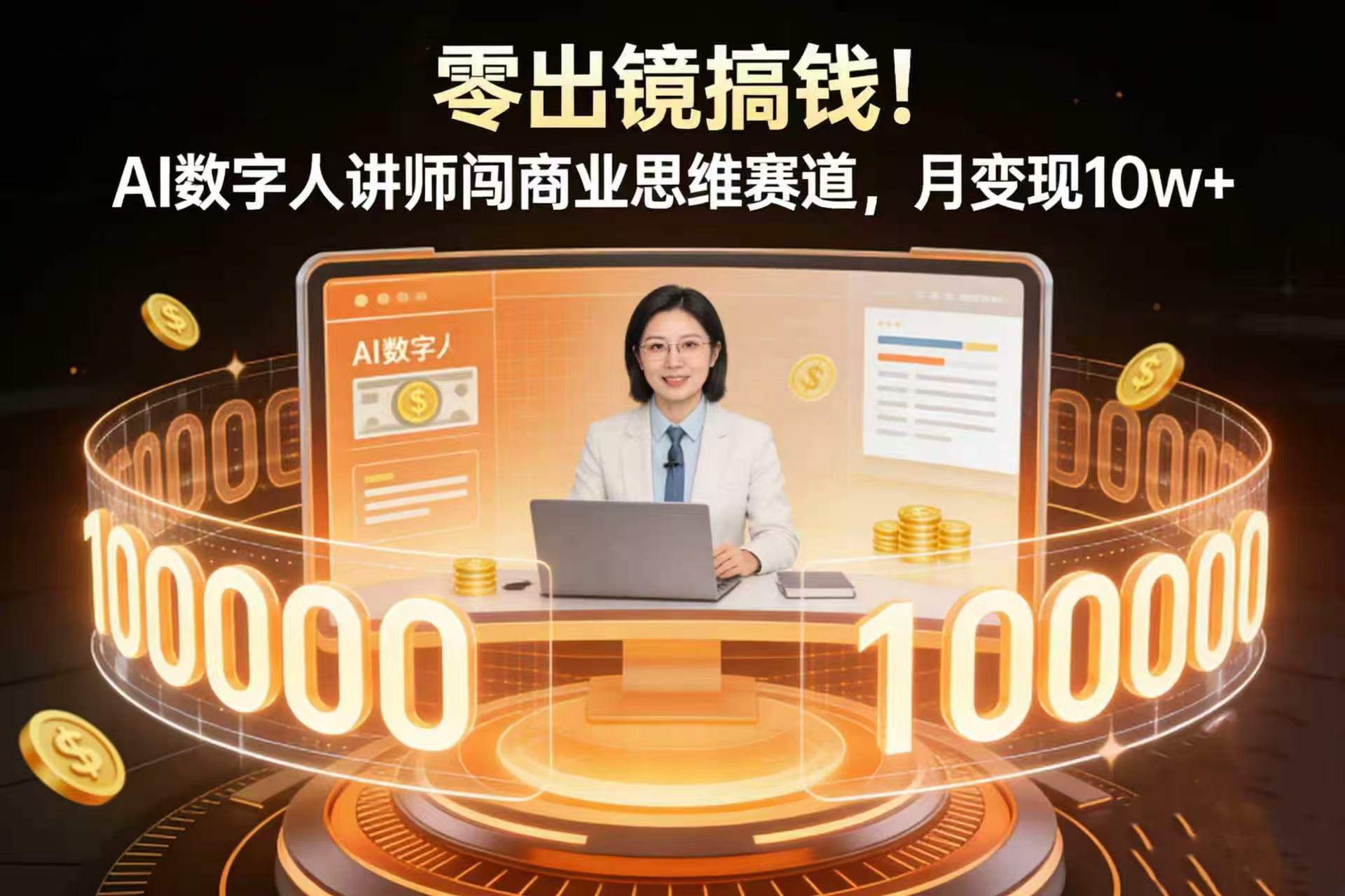 零出镜搞钱！AI 数字人讲师闯商业思维赛道，月变现 10w+-副业之家
