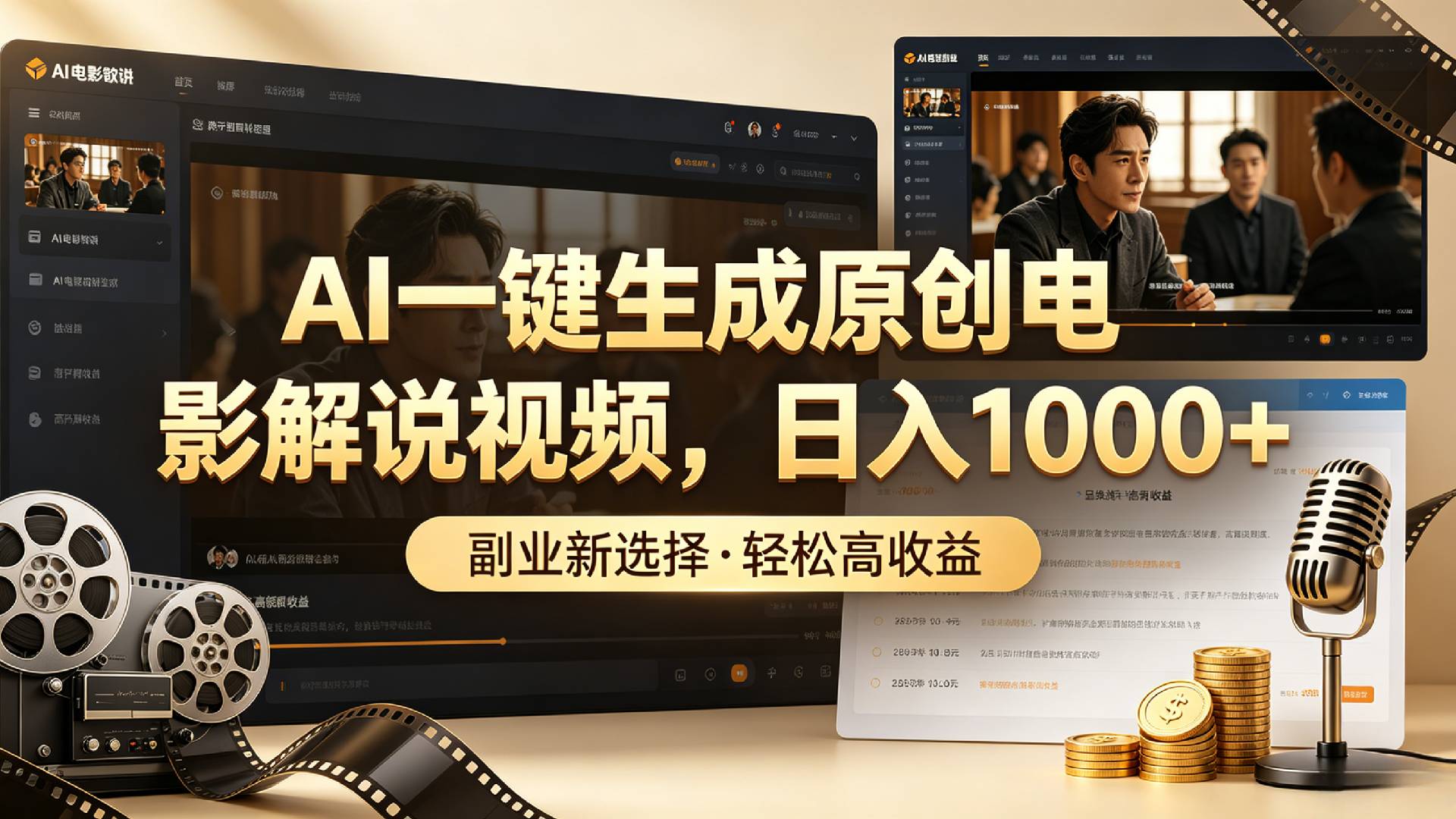 AI一键生成原创电影解说视频，日入1000+！-副业之家