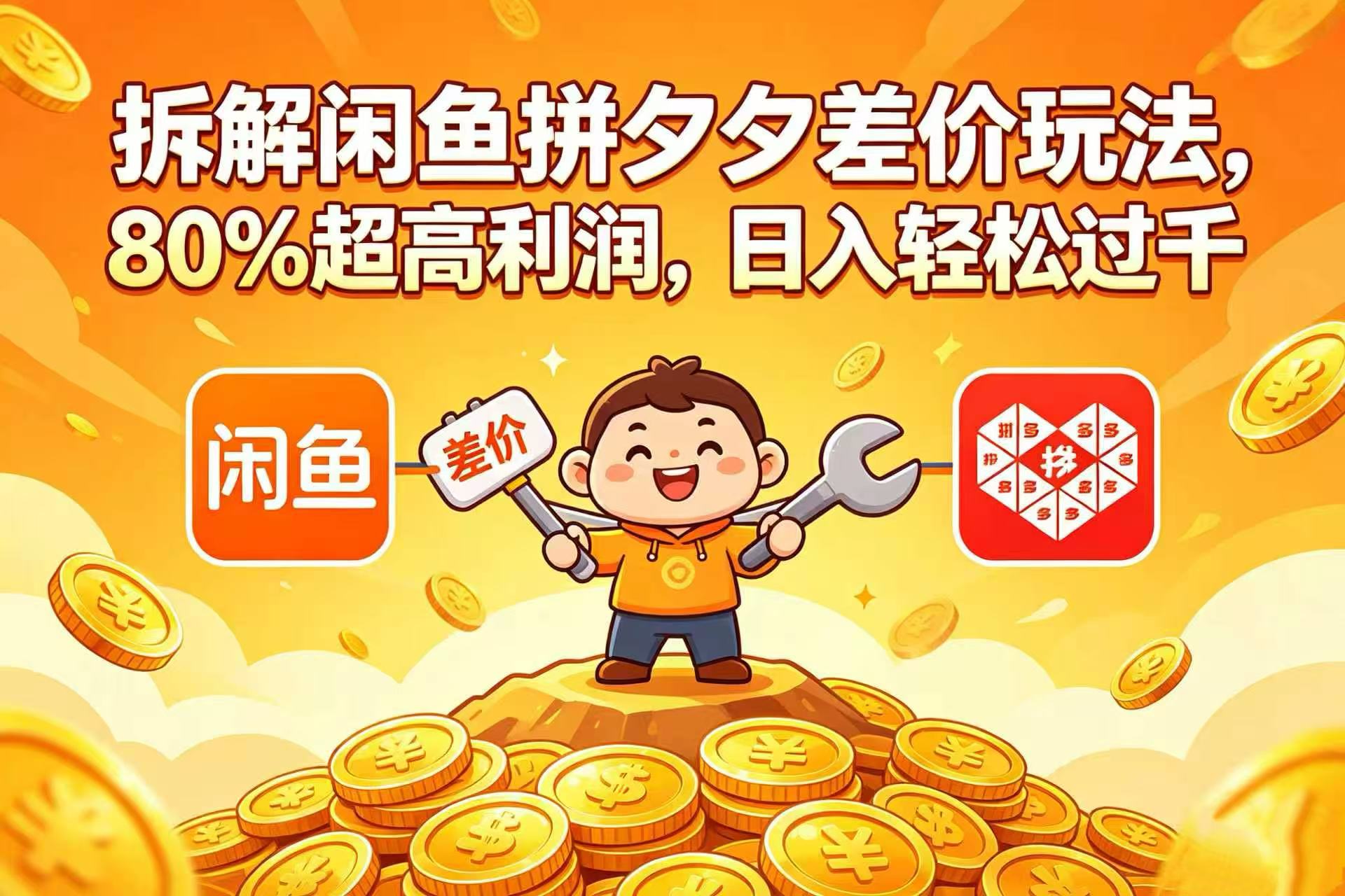 拆解闲鱼拼夕夕差价玩法，80% 超高利润，日入轻松过千-副业之家