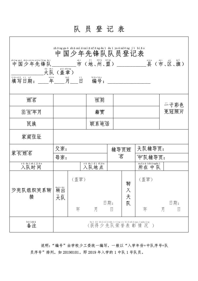 附件2：新队员登记表