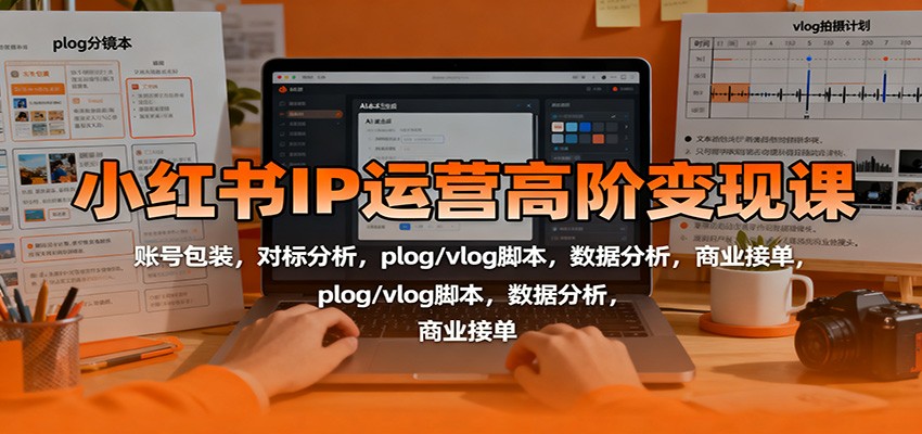 小红书IP运营高阶变现课:账号包装,对标分析,plog/vlog脚本,数据分析,商业接单