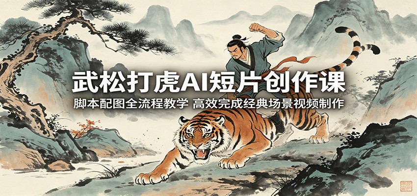 武松打虎AI短片创作课:脚本配图全流程教学,高效完成经典场景视频制作