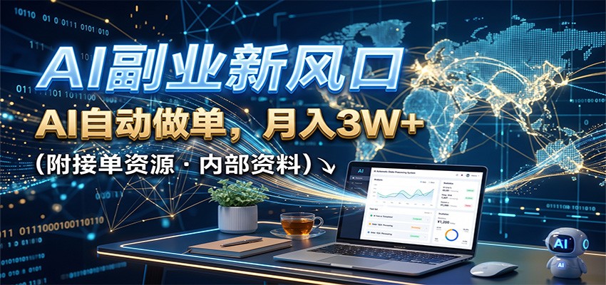 AI副业新风口，AI自动做单，月入3W+，附接单资源