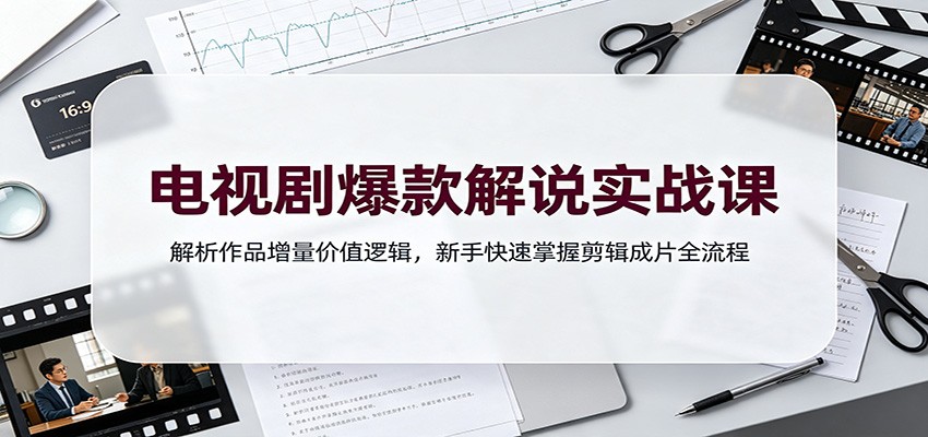 电视剧爆款解说实战课：解析作品增量价值逻辑，新手快速掌握剪辑成片全流程