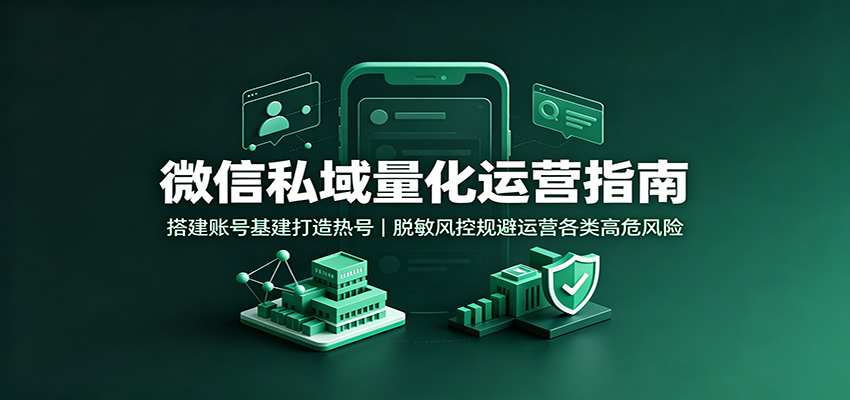 微信私域量化运营指南：搭建账号基建打造热号，脱敏风控规避运营各类高危风险