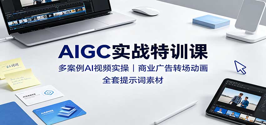 AIGC实战特训课：多案例AI视频实操，商业广告转场动画，全套提示词素材