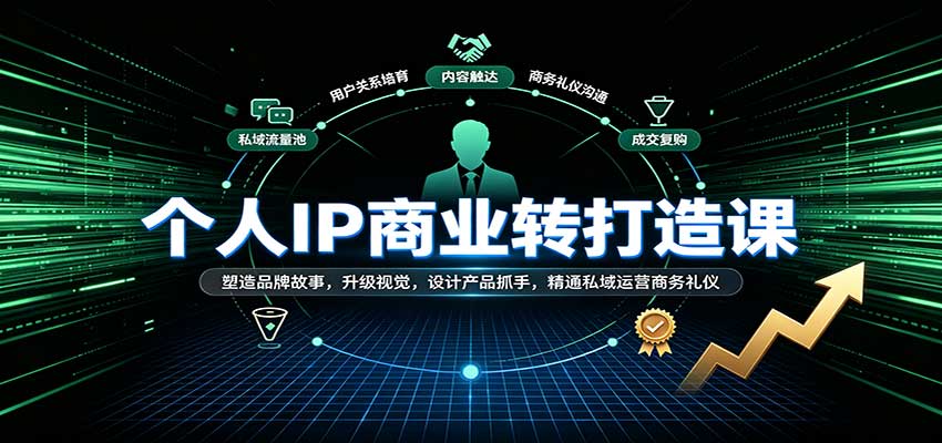 个人IP商业打造课：塑造品牌故事，升级视觉，设计产品抓手，精通私域运营商务礼仪