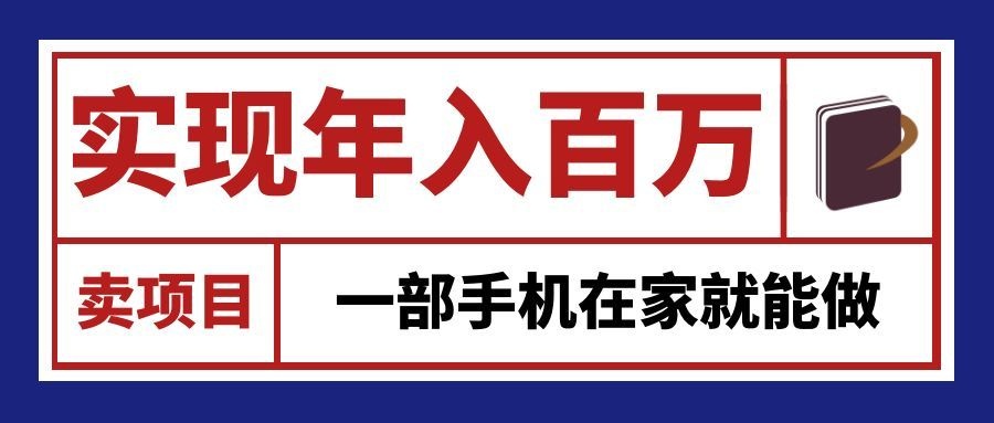 通过网创平台“卖项目”实现年入百万，一部手机在家就能做！
