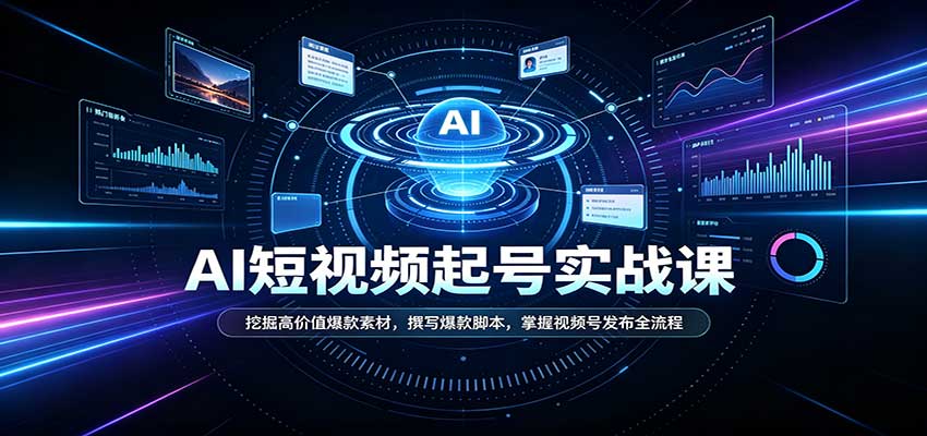 短视频AI起号实战课：挖掘高价值爆款素材，撰写爆款脚本，掌握视频号发布全流程