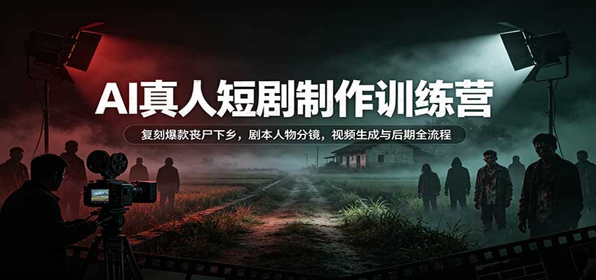 AI真人短剧制作训练营:复刻爆款丧尸下乡,剧本人物分镜,视频生成与后期全流程