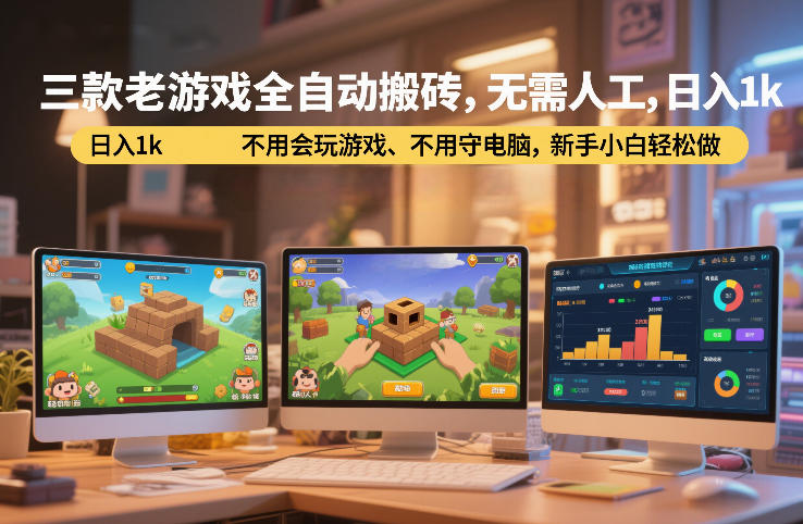 三款老游戏全自动搬砖，无需人工，日入1k，不用会玩游戏、不用守电脑，新手小白轻松做【揭秘】