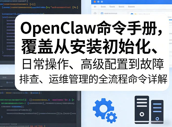 OpenClaw命令手册，覆盖从安装初始化、日常操作、高级配置到故障排查、运维管理的全流程命令详解