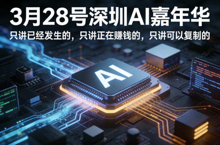 3月28号深圳AI嘉年华，只讲已经发生的，只讲正在賺钱的，只讲可以复制的