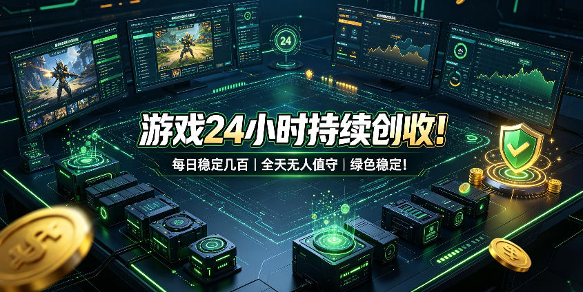 游戏24小时持续创收！每日稳定几百，全天无人值守，绿色稳定！【揭秘】