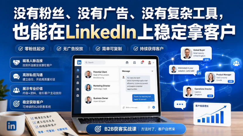 没有粉丝、没有广告、没有复杂工具，也能在LinkedIn上稳定拿客户【原创双语字幕】