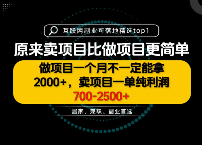 一单利润700-2.5K+，为什么我们要卖项目而不是做项目，我们普通人应该怎样开始？【揭秘】