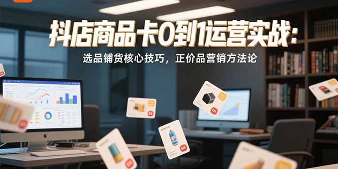 （15329期）抖店商品卡0到1运营实战：选品铺货核心技巧，正价品营销方法论
