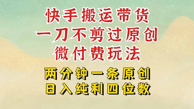 （15577期）快手黑科技搬运带货，一刀不剪过原创，微付费投流玩法，轻松日入四位数…