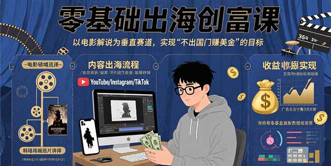 （15709期）零基础出海创富课：以电影解说为垂直赛道，实现不出国门赚美金的目标