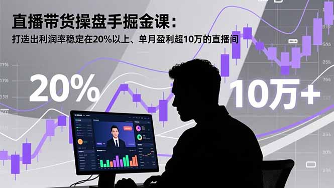 （16727期）直播带货操盘手掘金课：打造出利润率稳定在20%以上、单月盈利超10万的直播间