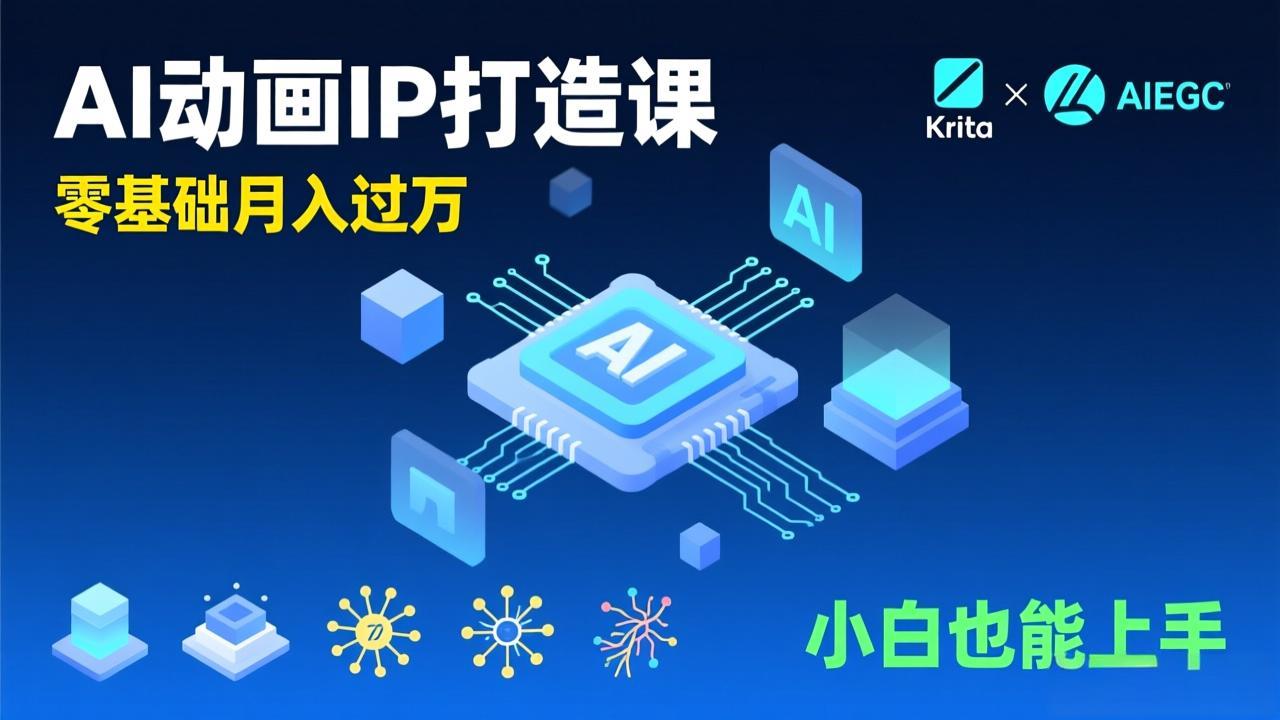（17075期）AI动画新手变现课，Krita+AIGC、模型训练、商单资源，零基础月入过万，小白也能上手