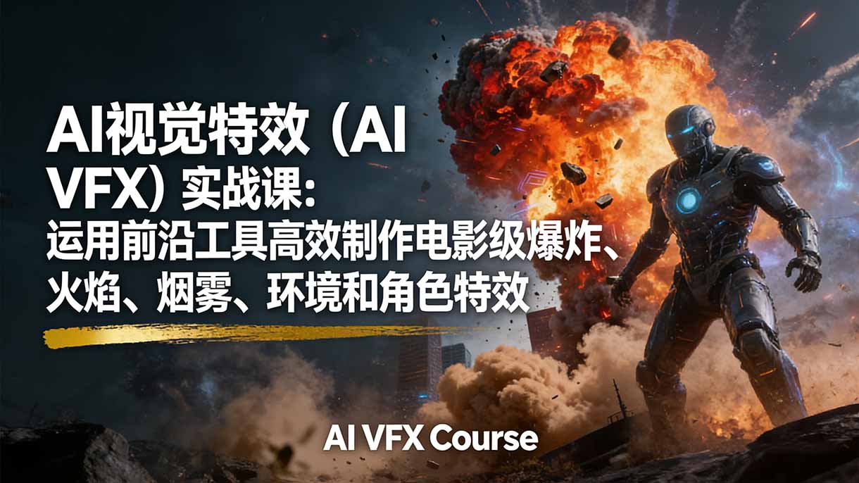 （17212期）AI视觉特效（AI VFX）实战课：运用前沿工具高效制作电影级爆炸、火焰、烟雾、环境和角色特效