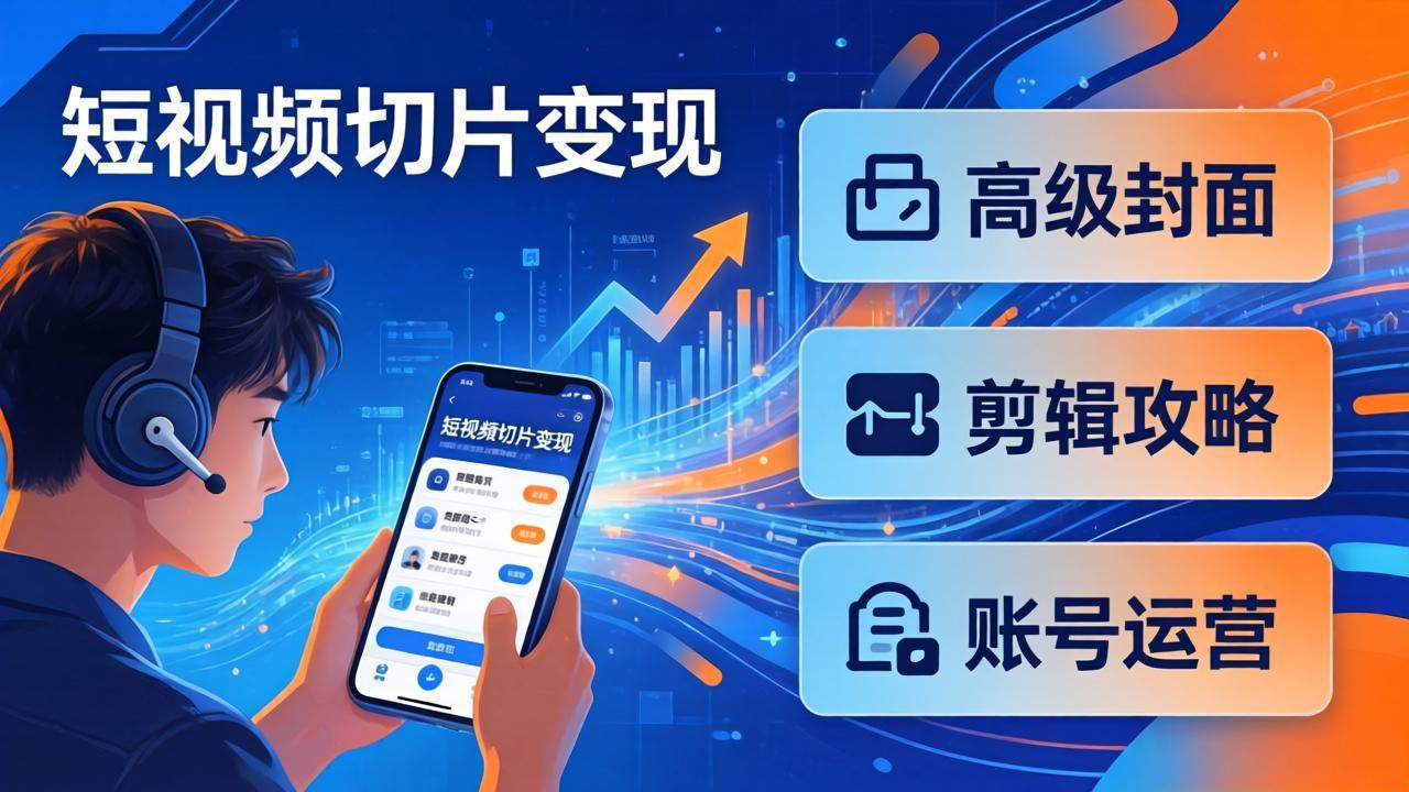（17758期）短视频切片变现速成班2.0：高级封面+剪辑攻略+账号运营，0基础小白快速入局副业