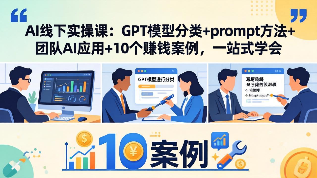 (18017期)AI线下实操课:GPT模型分类+prompt方法+团队AI应用+10个赚钱案例,一站式学会