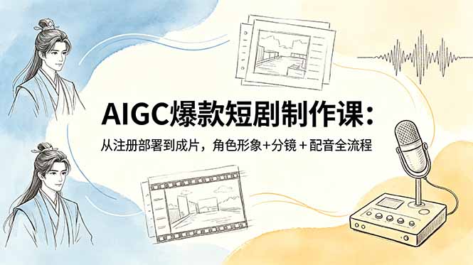 (18676期)AIGC爆款短剧制作课:从注册部署到成片,角色形象+分镜+配音全流程