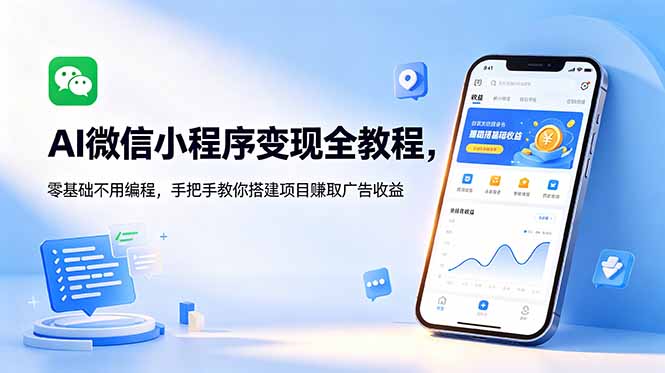 （18773期）AI微信小程序变现全教程，零基础不用编程，手把手教你搭建项目赚取广告收益