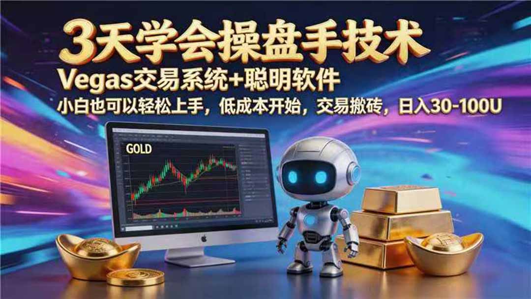 （19267期） 【3天学会手工单交易】Vegas交易技术+聪明软件，日赚50-1000U， 长期稳定，小白轻松上手