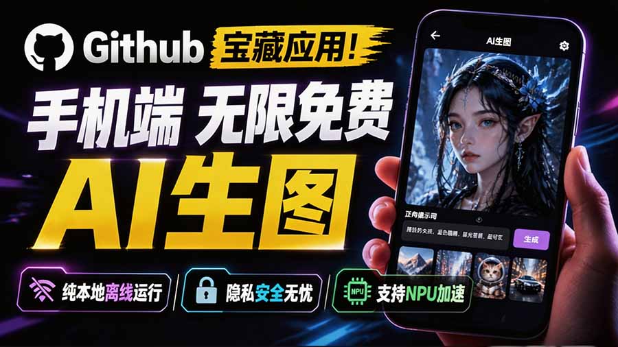 （19681期）Github宝藏应用！手机端无限免费AI 生图，纯本地离线运行，支持NPU加速 斩获3.1k stars，local-dream