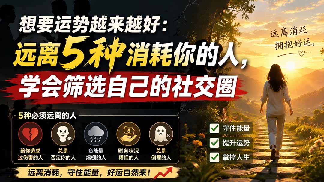 （19965期）付费文章：想要运势越来越好：远离5种消耗你的人，学会筛选自己的社交圈