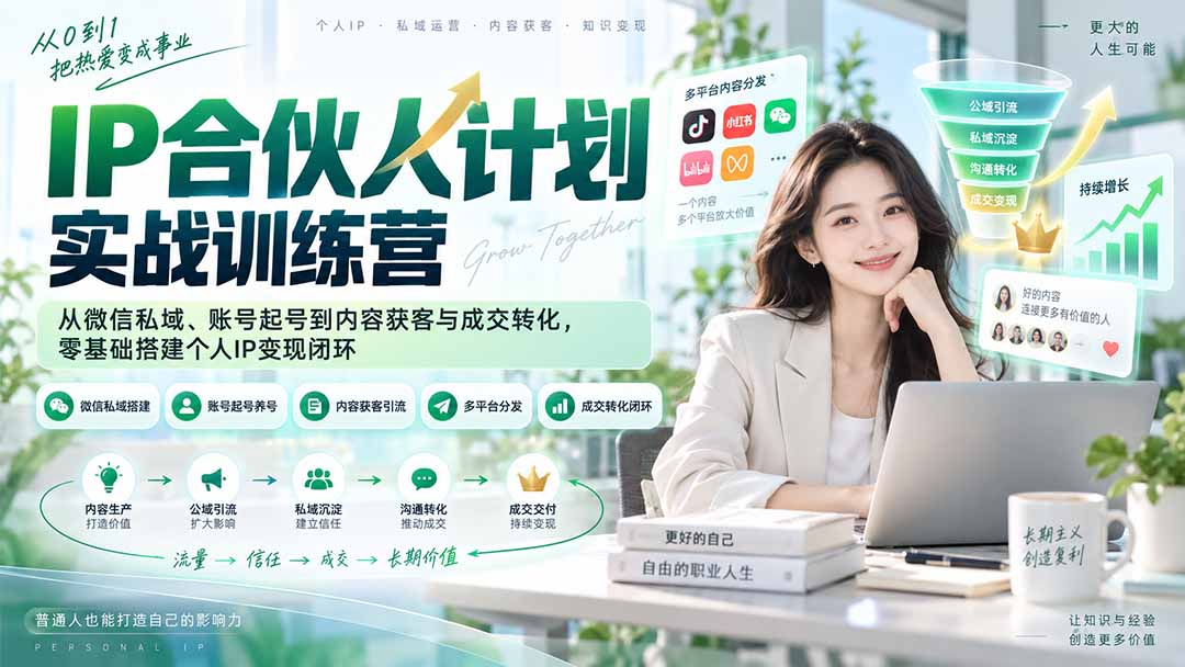 （20321期）IP合伙人计划实战训练营-更新：从微信私域、账号起号到内容获客与成交转化，零基础搭建个人IP变现闭环