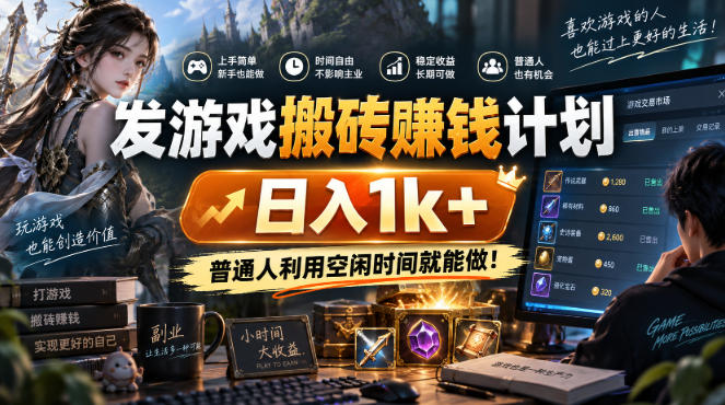（20498期）游戏搬砖賺钱计划 ，日入千元，可批量矩阵操作适合新手小白！