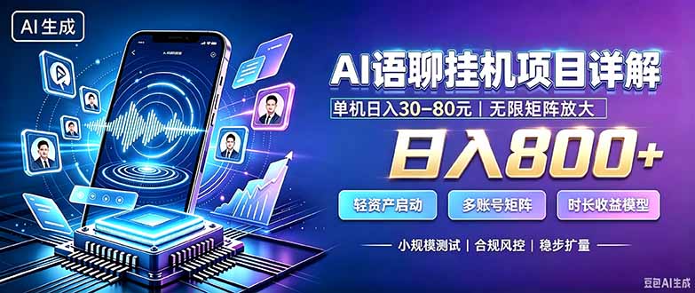 （20314期）AI语聊挂机，日入800+，适用个人副业，工作室矩阵操作