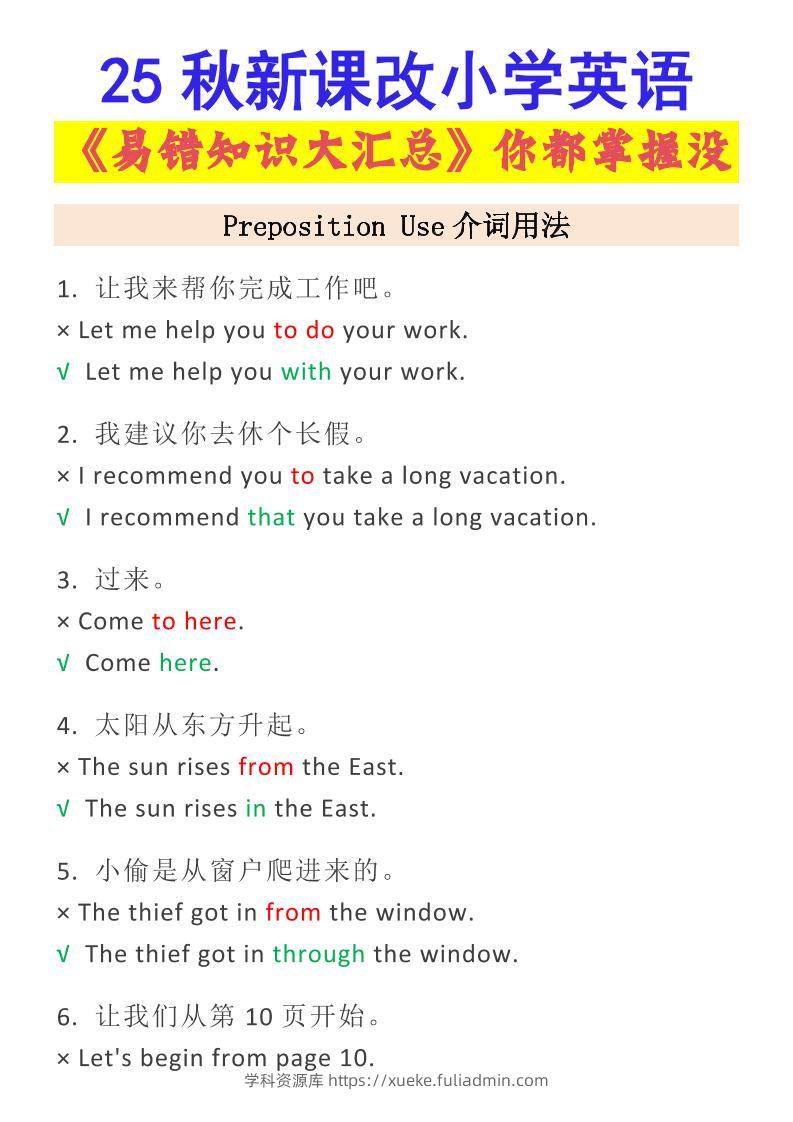 【2025秋新版】小学英语易错知识大汇总，看看你都掌握了没-小升初英语-学科资源库